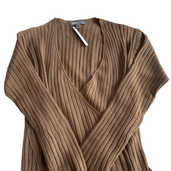 Asos Womens Brown Knit V-Neck Sweater Midi Dress - Size 6 - New - Picture 3 of 6